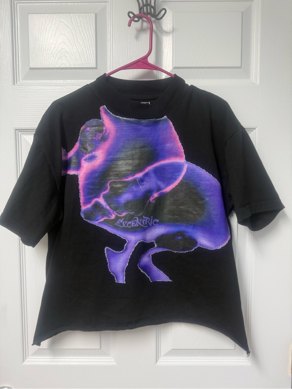 Excentric Black Tee with Purple Graphic
